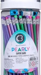 100 HB Eraser Tipped Graphite Pencil Jar (100 Pcs) with gift inside