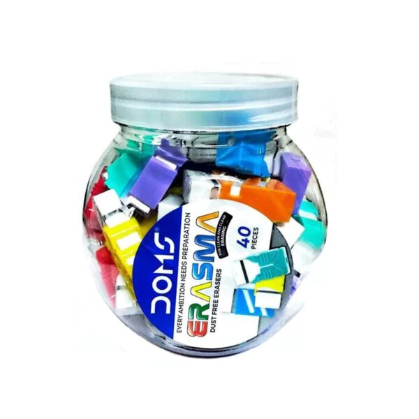 Doms Erasma Color Long Eraser Jar (40 pcs)